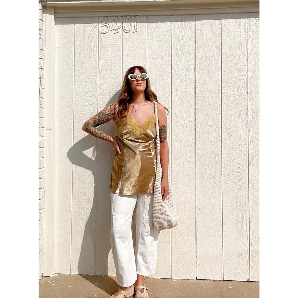 Vintage Feather Trim Mini Dress - 90s Gilligan OMalley